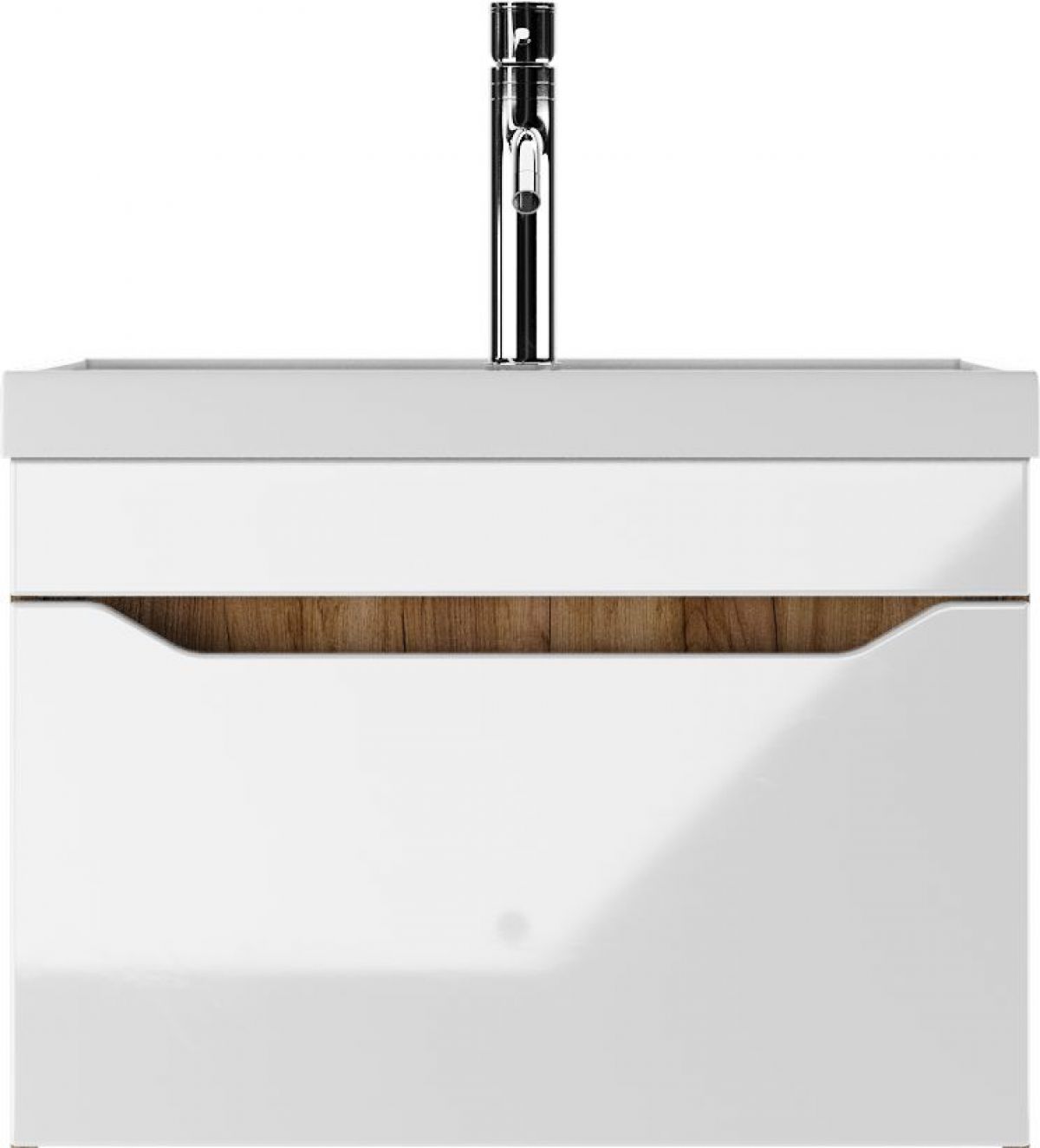 Тумба подвесная под умывальник "Bazis 60" Ева с одним ящиком В1 Дуб Вотан Айсберг (DA5906T) | фото 3