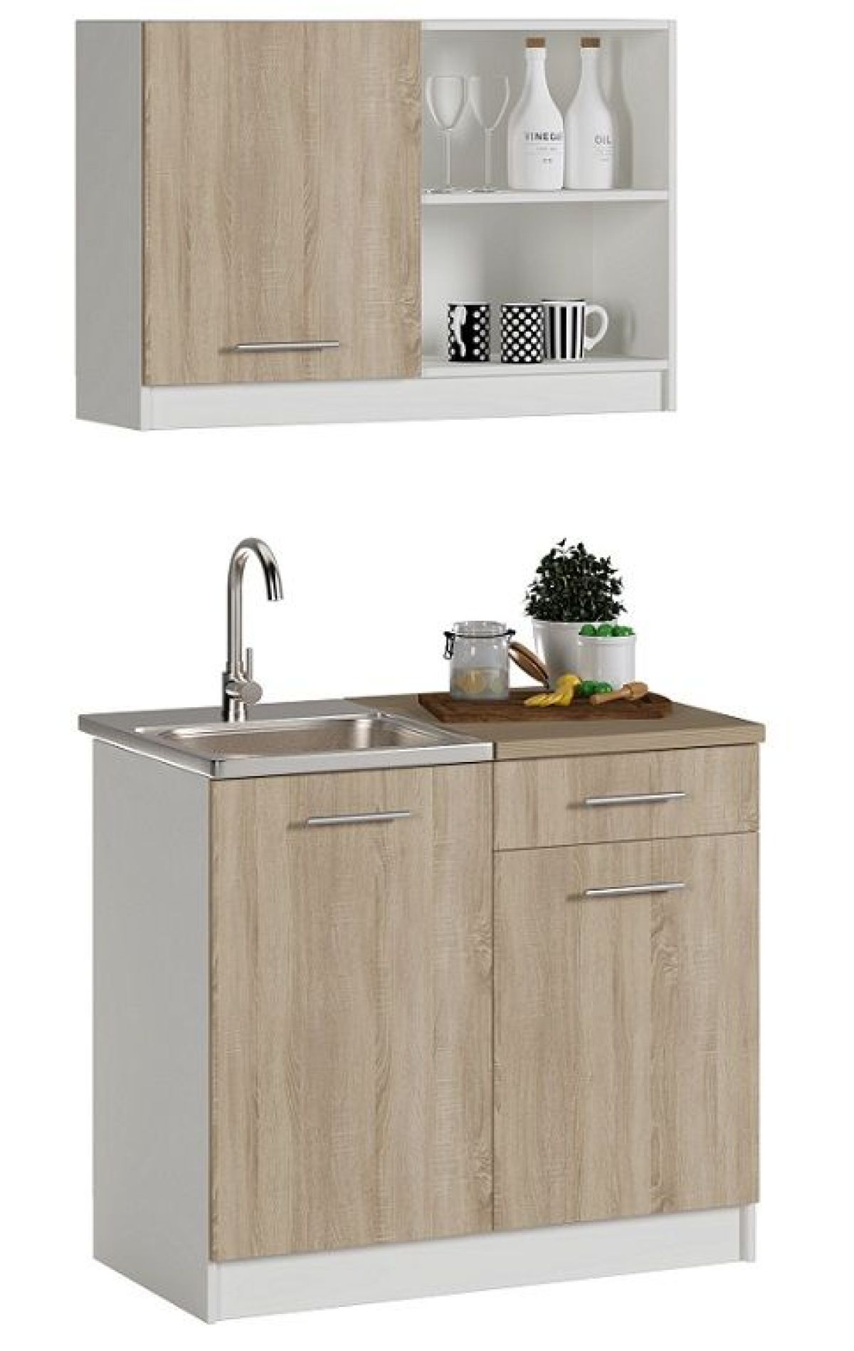 Кухонный гарнитур Алиса Мини №1 (Белый/Дуб Сонома) 1000 | фото 2