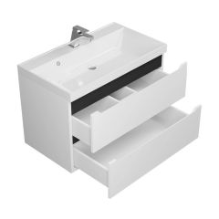 Тумба под раковину Uperwood Tanos 80 см, подвесная, белая/графит | фото 2