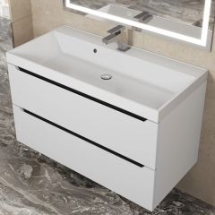 Тумба под раковину Uperwood Tanos 90 см, подвесная, белая/графит | фото 9