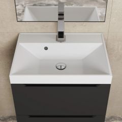 Тумба под раковину Uperwood Tanos 50 см, подвесная, черная матовая | фото 10