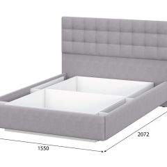 Кровать двойная №2 (универсальная 1.4х2.0) Серия 2 + основание (Белый/Серый ткань/Квадро Серый ткань) | фото 3