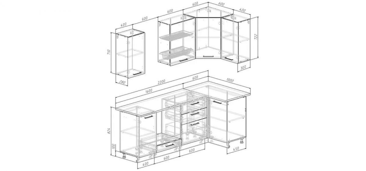Кухонный гарнитур Белый Глянец 2200*1000 (Стол. 26мм) | фото 2